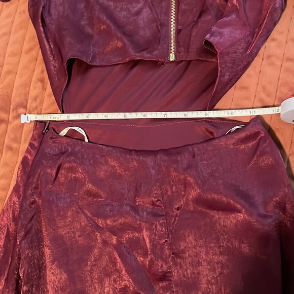 Lulus Garden Bliss Burgundy Satin Cutout Maxi Dress - Picture 8 of 9